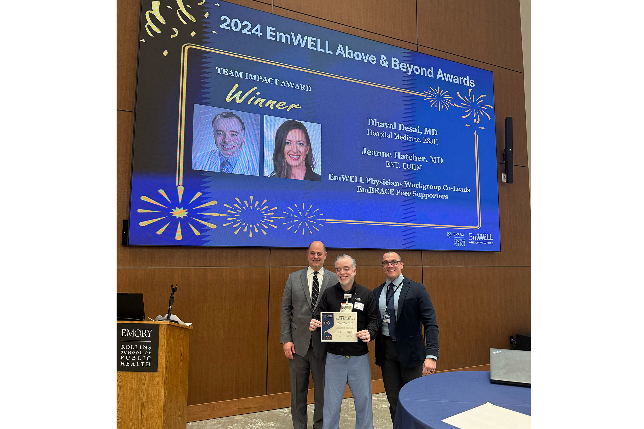 Dheval Desai accepts award on behalf of his team