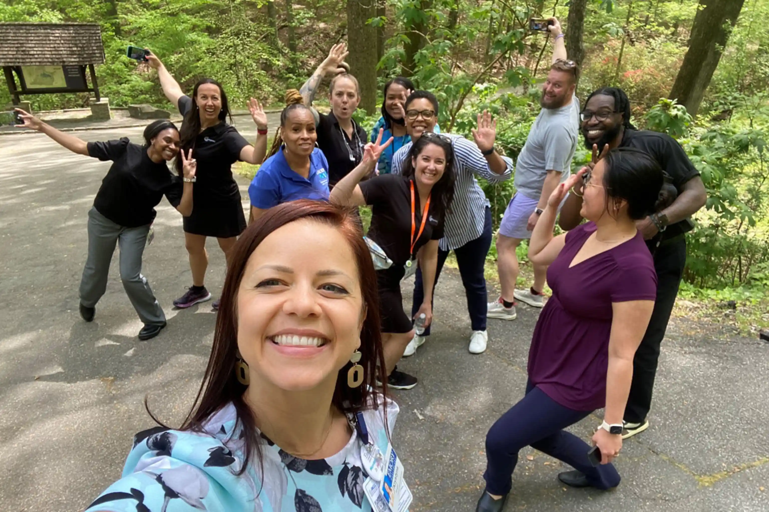 Walking group selfie