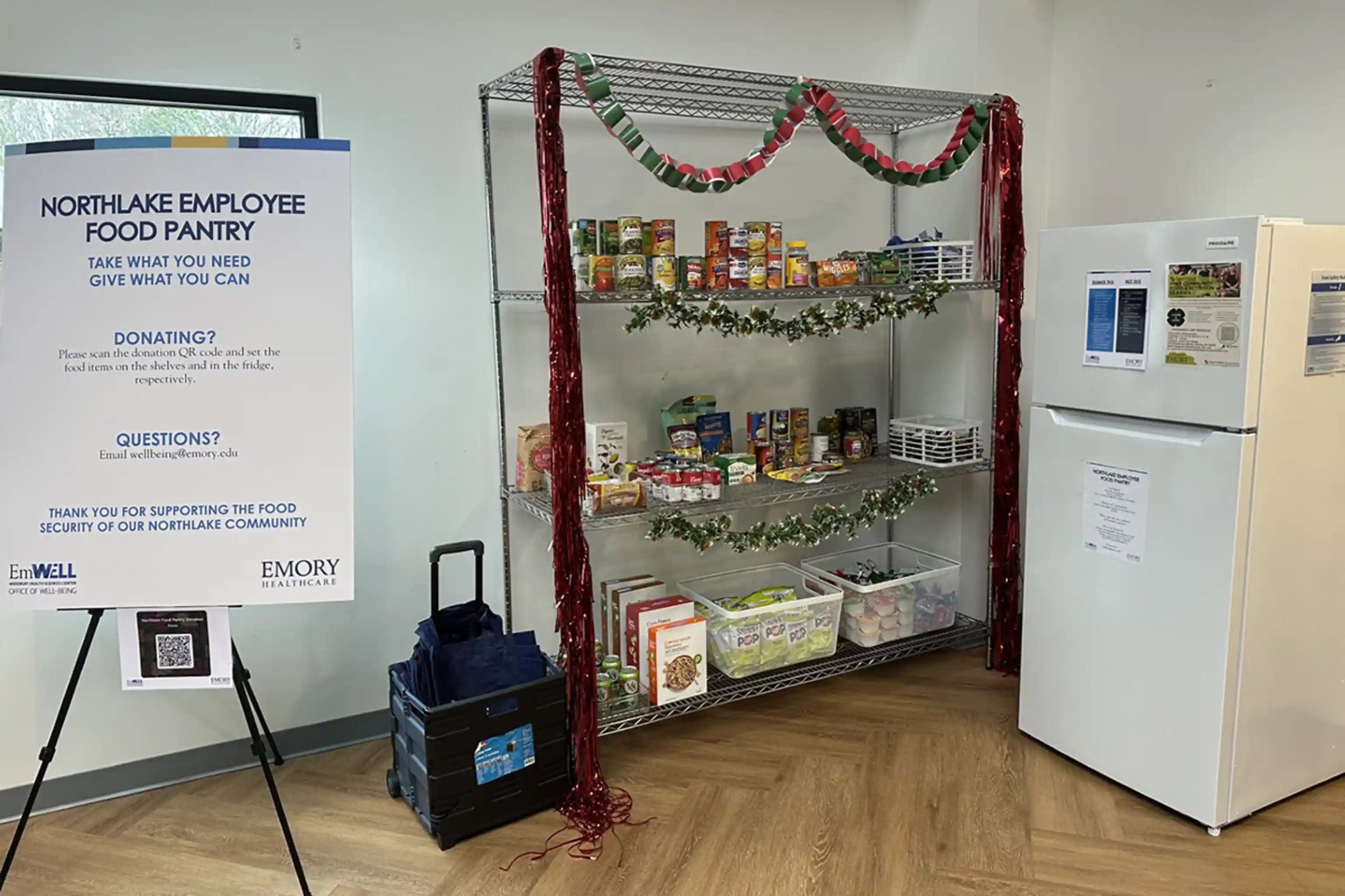 shelves with nonperishable foods
